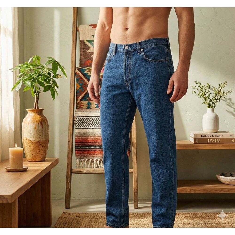 Everlane The Everybody Jeans Mens 34 E7 Blue Straight Leg Organic Cotton